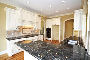 Black Granite kitchen white cabinets - Ohio Columbus Countertops