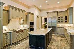 Granite kitchen green cabinets - Ohio Columbus Countertops